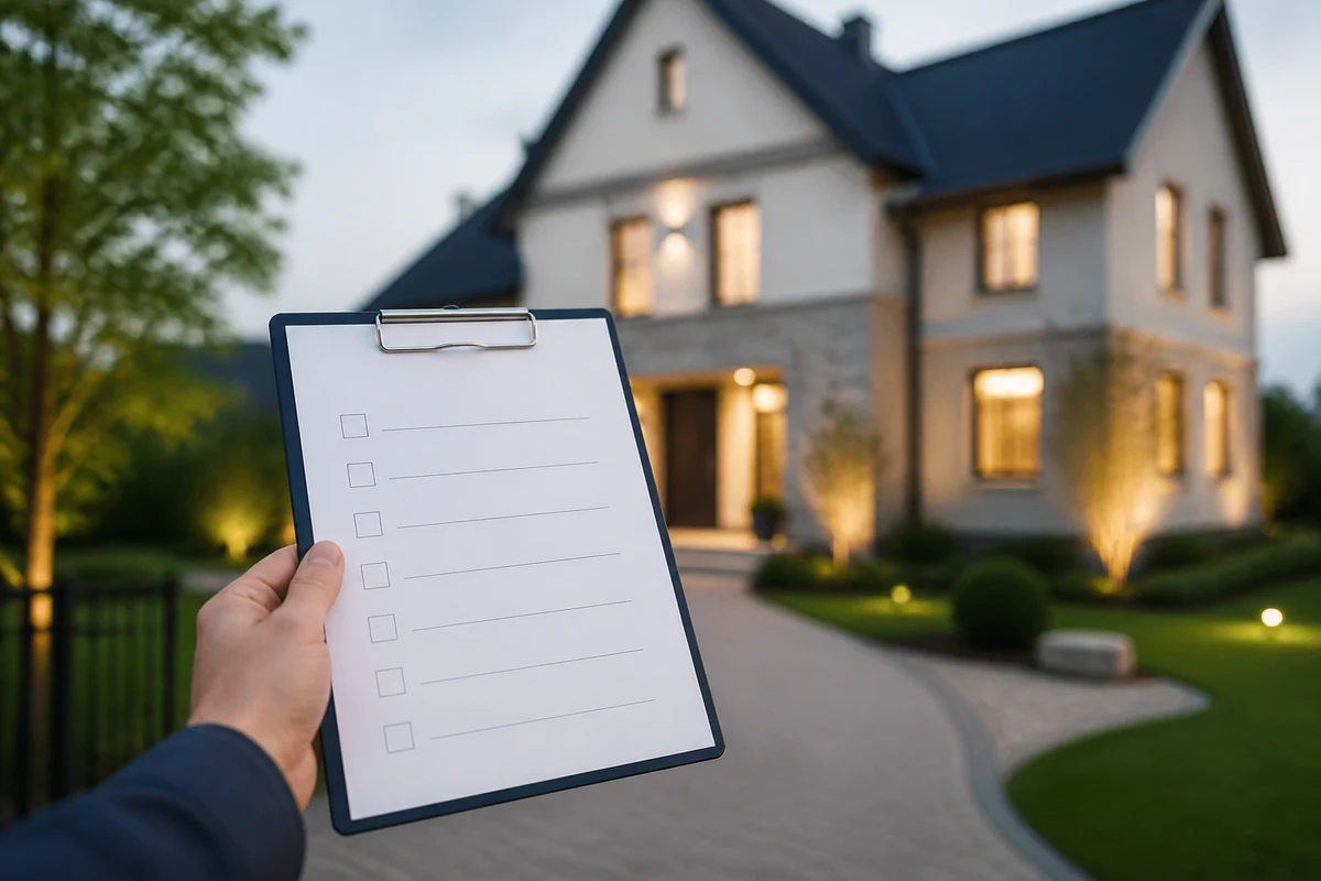 Begehung eines Wohnhauses mit strukturierter Checkliste